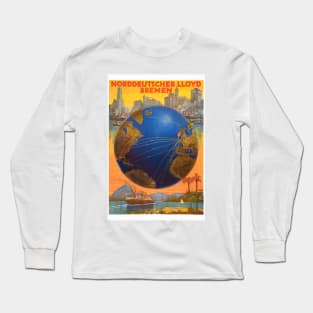 Norddeutscher Lloyd Bremen Germany Vintage Poster 1920 Long Sleeve T-Shirt